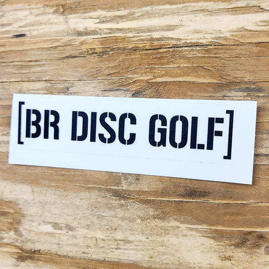 BR Disc Golf Sticker White Barstamp LOGO Small